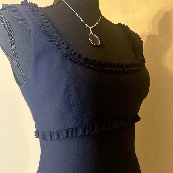 Cinq à Sept Midnight Blue Ruffle Midi Dress - Picture 4 of 6